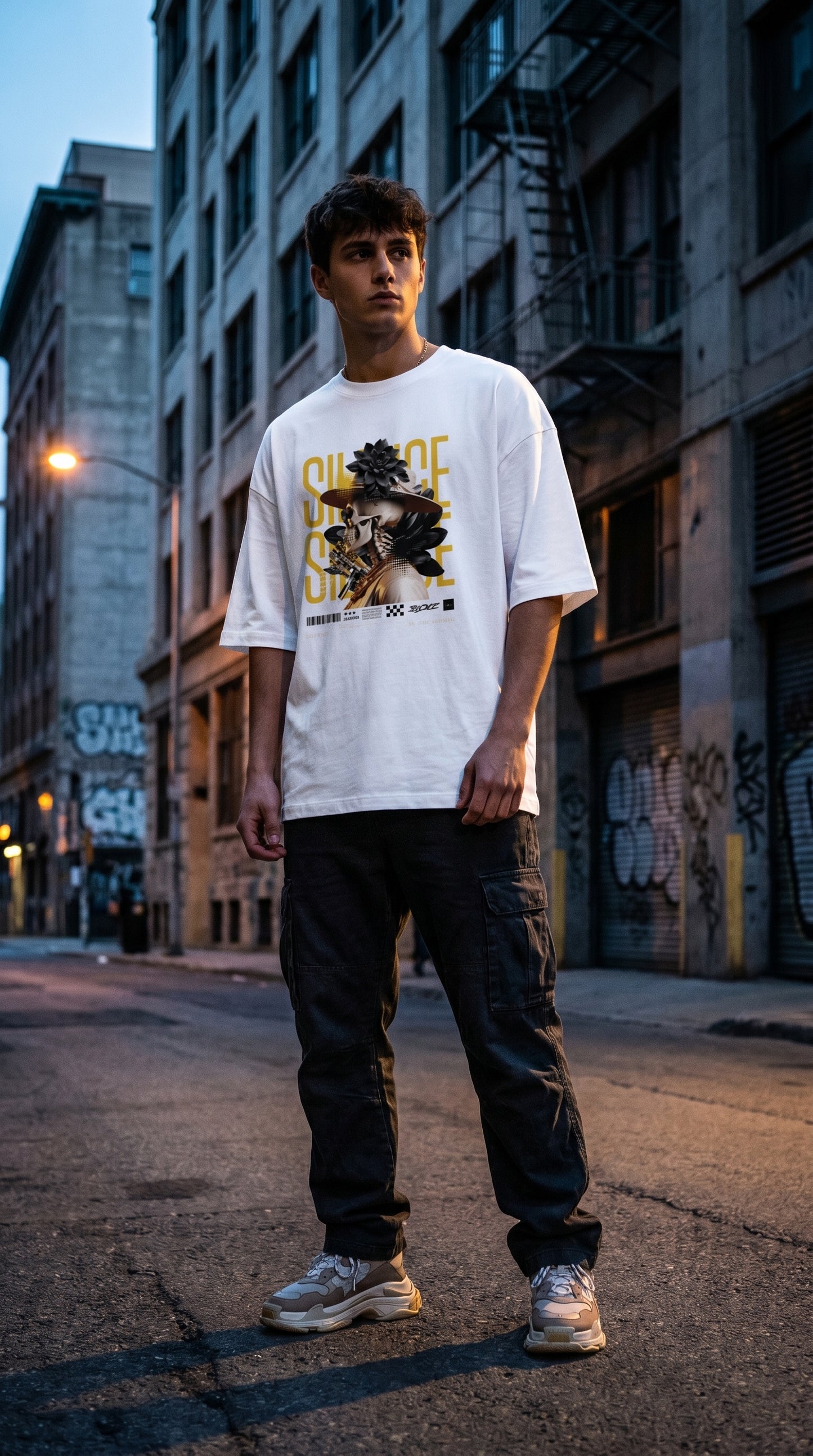 Black Flower Oversized Tee