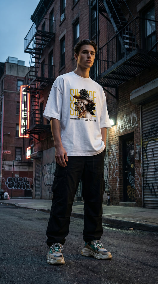 Black Flower Oversized Tee