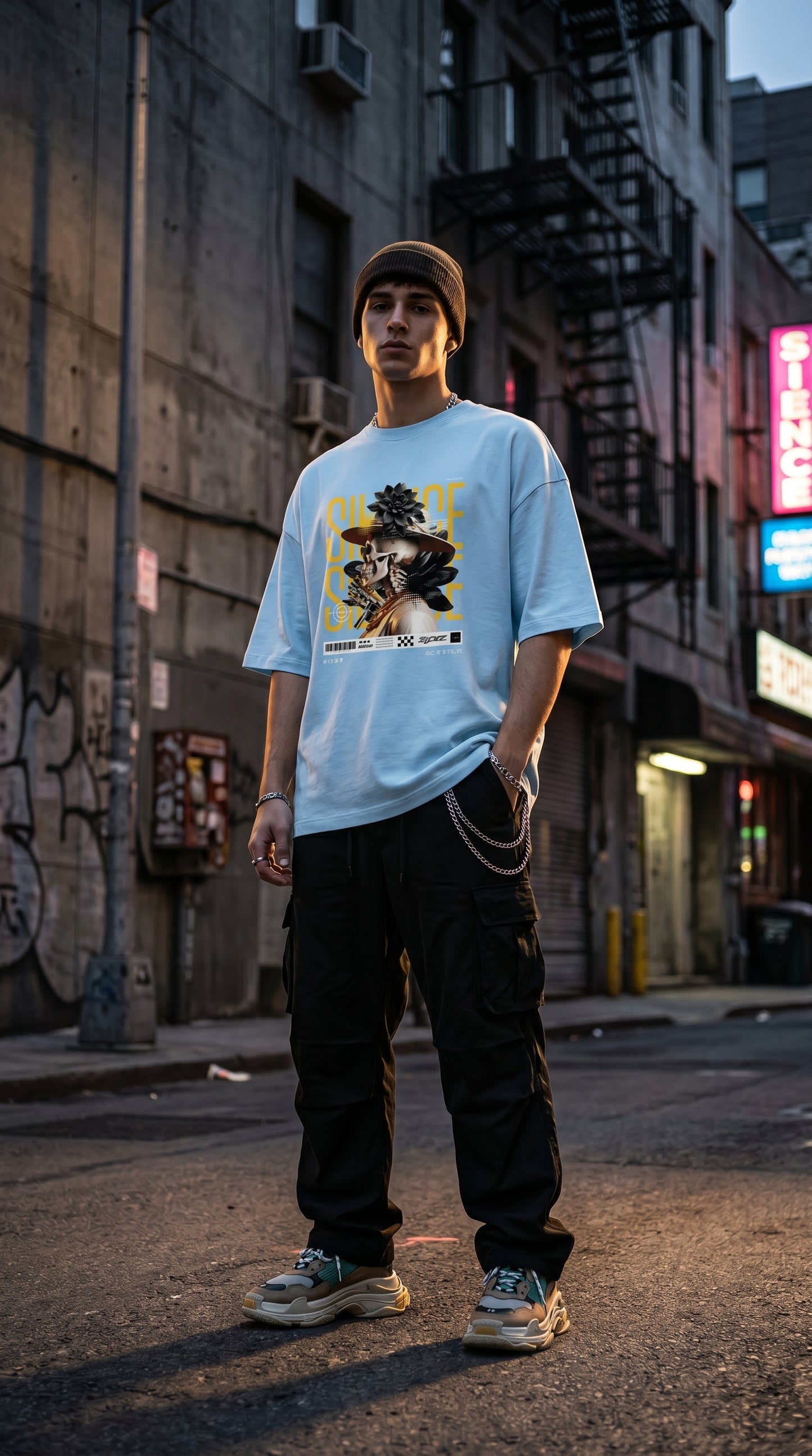 Black Flower Oversized Tee