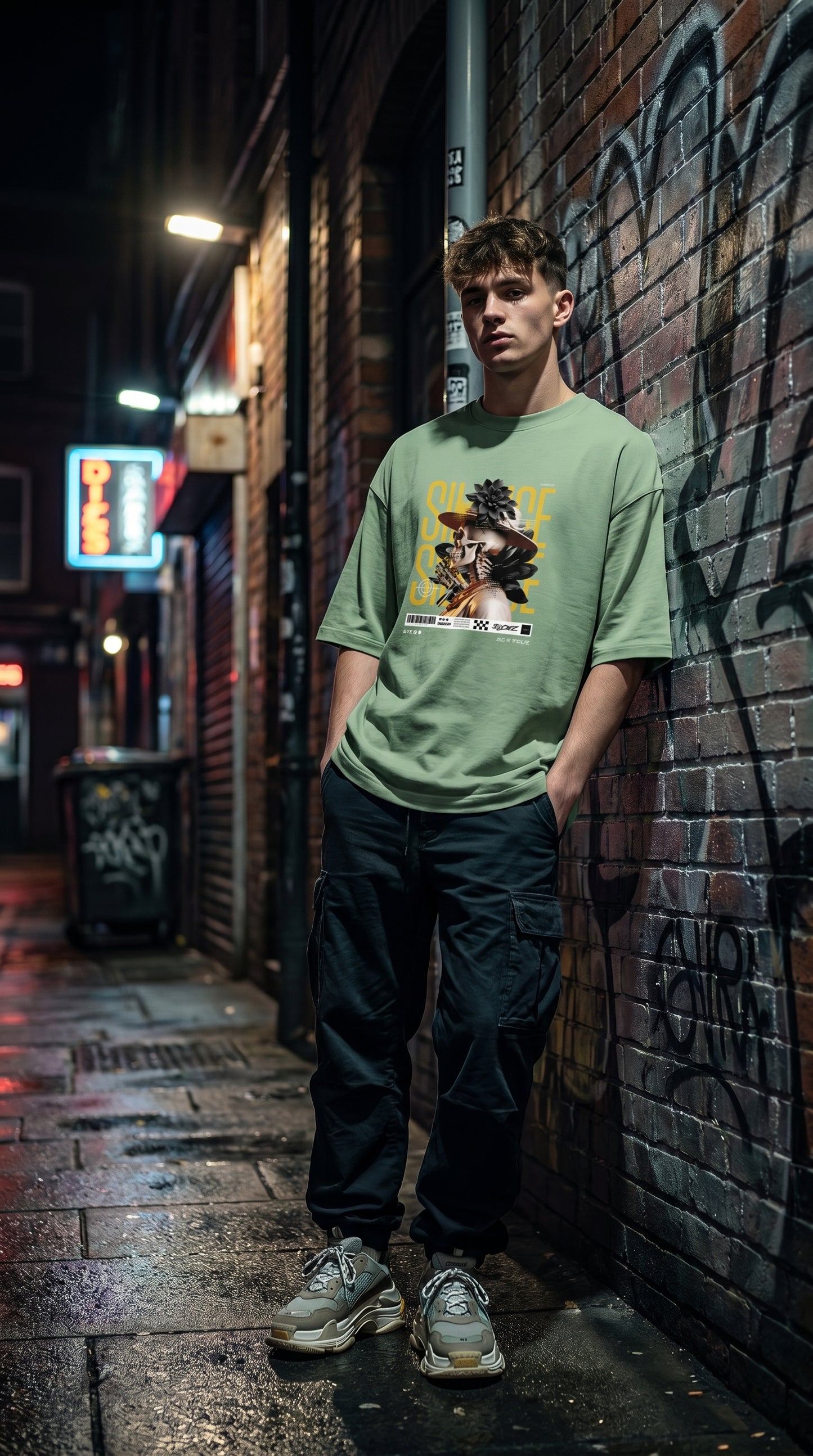 Black Flower Oversized Tee