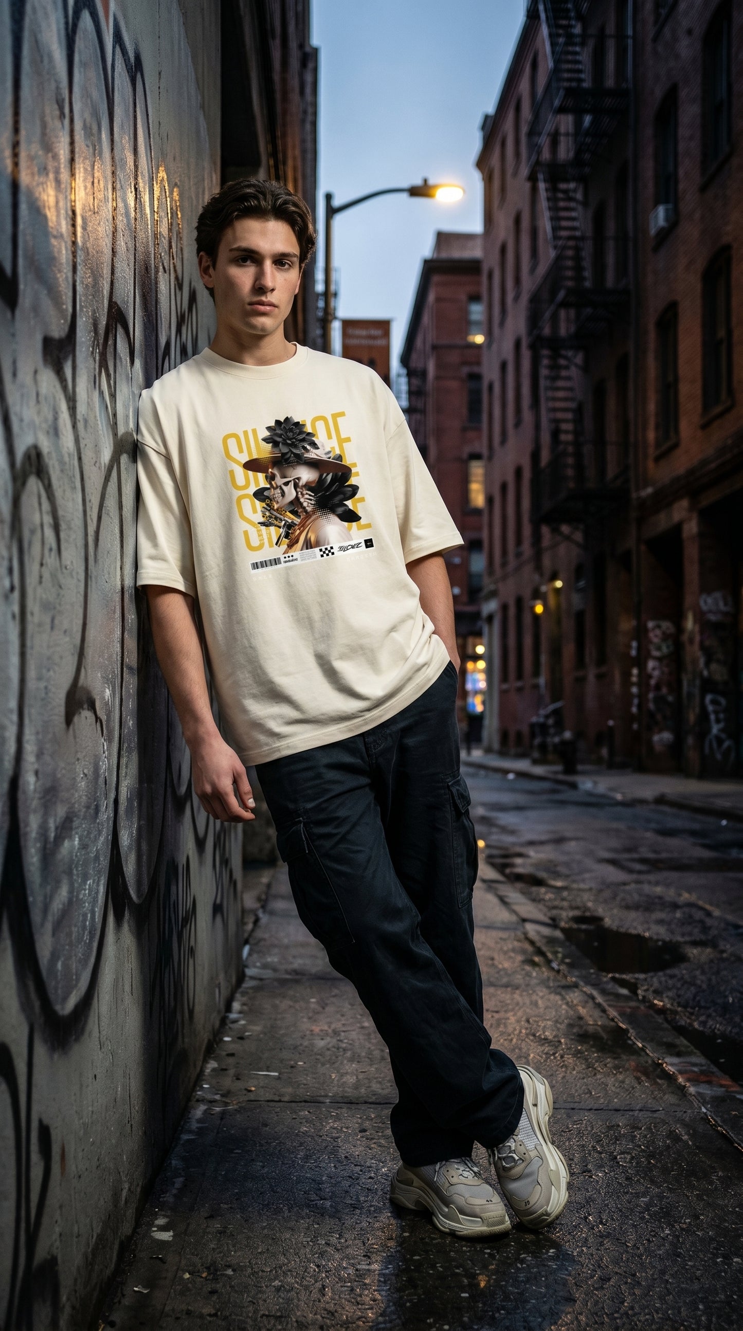 Black Flower Oversized Tee